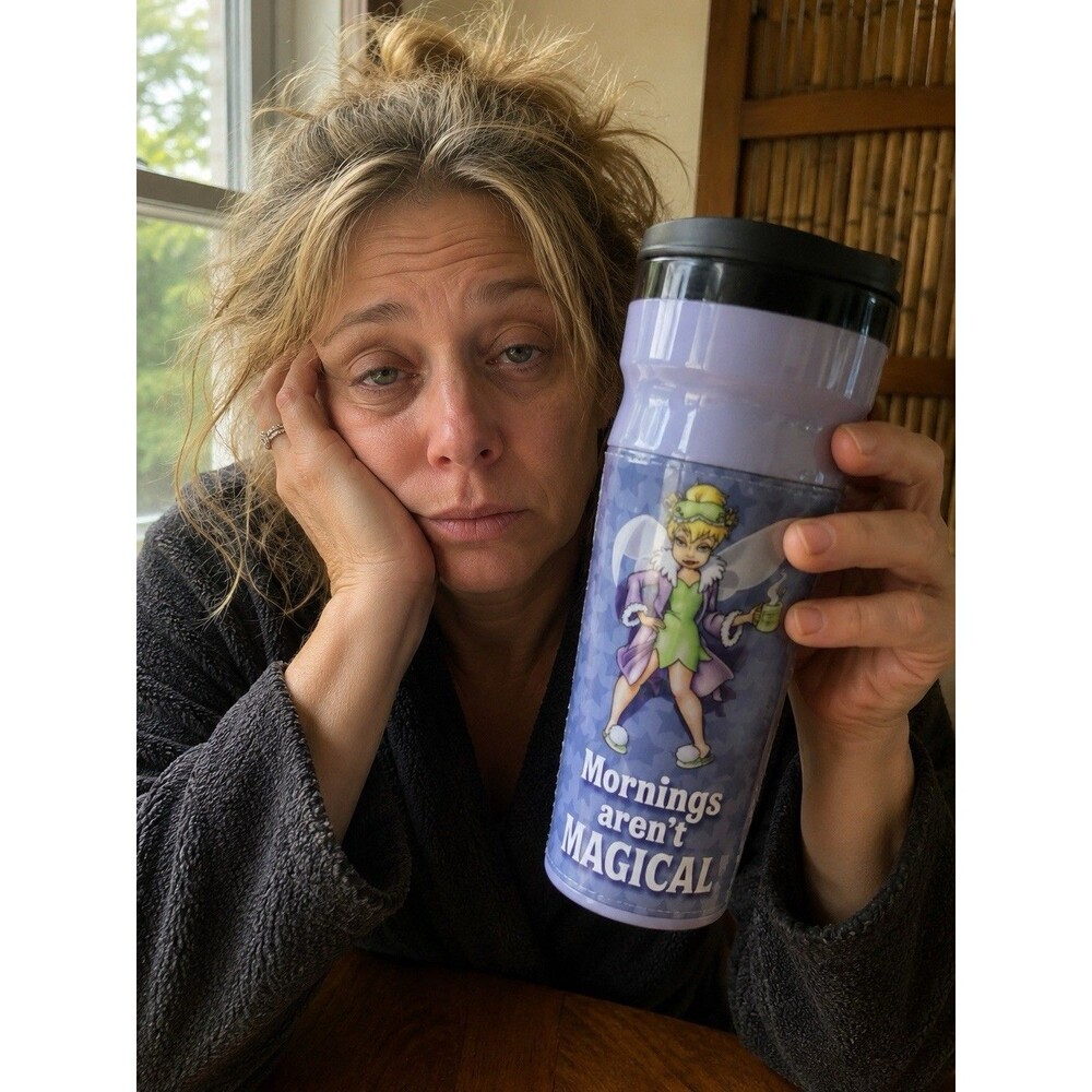 Disney Parks Tinker Bell Mornings Aren’t Magical Travel Mug Tumbler Purple